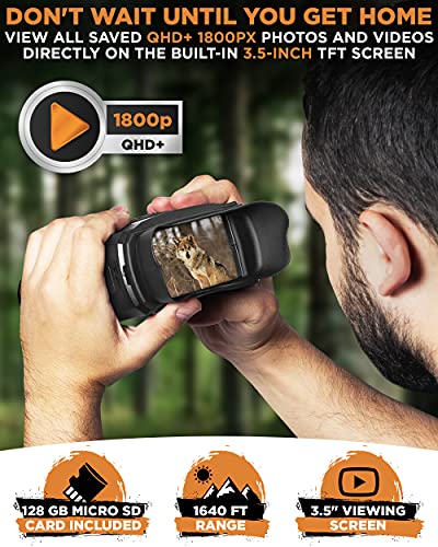CREATIVE XP Night Vision Binoculars Elite - Digital Infrared, 2.31" Screen, 4X Zoom - Essential Deer Hunting Accessories, Tactical Gear, Security Goggles, Military Grade - 128GB Card, Neck Strap, Case