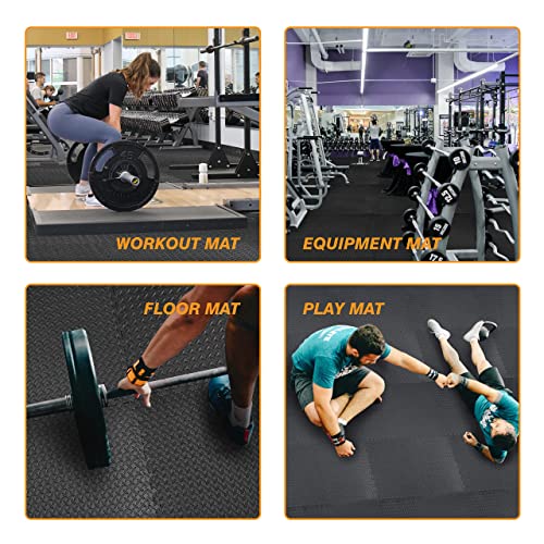 Mat Block Interlocking Foam Tiles Puzzle Mats for Floor 24 SQ FT, 3/4 inch, 6 Tiles, EVA Gym Mat Flooring Exercise Equipment Mat for Home Gym Equipment,APM101BK, Black