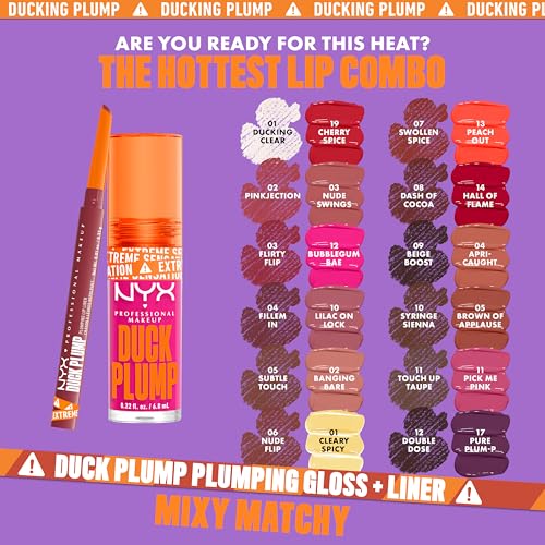 NYX PROFESSIONAL MAKEUP Duck Plump Plumping Lip Liner, Matte Pencil With Up To 10HR Wear, Subtle Touch (Deep Nude Lip Liner)