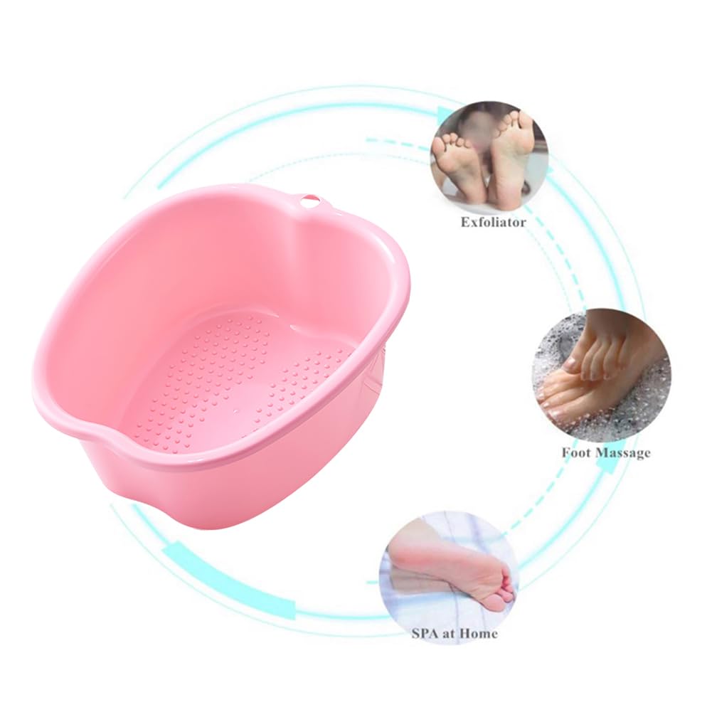 Chpbolly Foot Soaking Tub Large Size Foot Basin Sturdy Soaking Feet Bucket Massager Tub Exfoliation Callus Pedicure Foot Spa Bath Bucket for Women and Men (Pink)