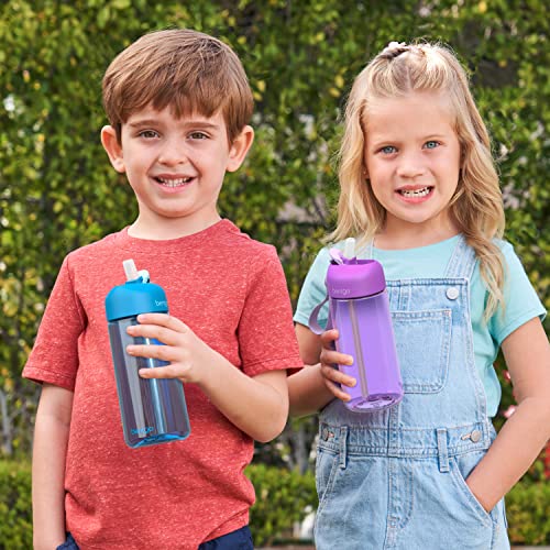 Bentgo Kids Water Bottle - Leak-Proof, Durable Tritan, BPA-Free 15 oz. Cup for Kids/Toddlers Ages 3+ - Flip-Up Straw & Dishwasher Safe for School, Sports, Daycare & Camp (Trucks)