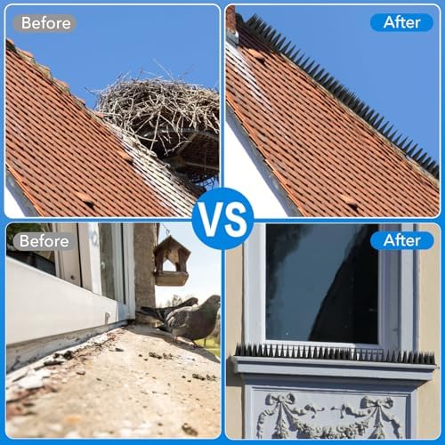 Bird Spikes, 40 Pack Pigeon Deterrent for Small Birds Raccoon Cats Defender for Outside to Keep Squirrel Away, Plastic Fence Spike for Railing and Roof-Black