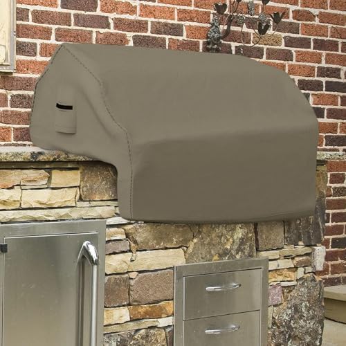 Covers & all Built-in Outdoor Grill Cover, Durable 12 Oz Waterproof Cover Max Material with Air Pocket & Elastic for Snug Fit (32" W x 26" D x 24" H Inches, Beige)