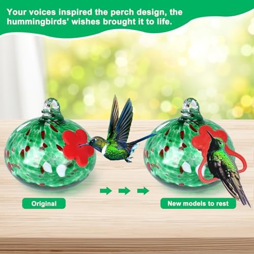 Charming Wind Chimes Hummingbird feeders for Outdoors Hanging ant and bee Proof,Never Leak,Perfect Garden Decor for Outside(Green)…
