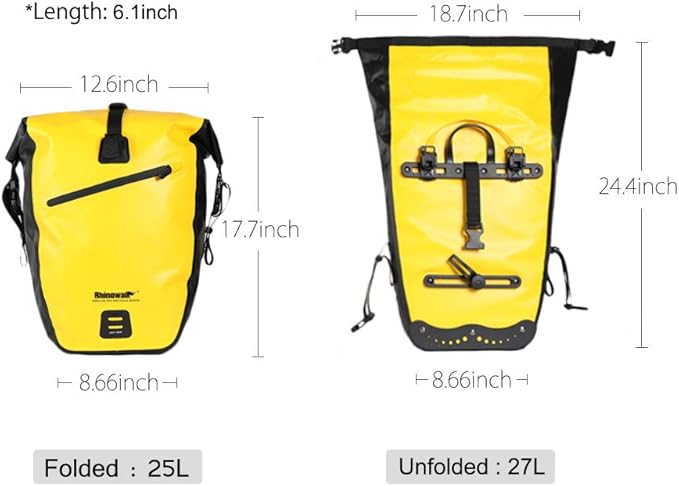 Rhinowalk Bike Bag Waterproof Bike Pannier Bag 27L,(for Bicycle Cargo Rack Saddle Bag Shoulder Bag Laptop Pannier Rack Bicycle Bag Professional Cycling Accessories)