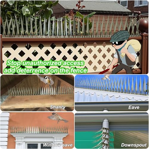 Bird Spikes, Squirrel Spikes and Squirrel Baffles Keep Raccoons, Cats and Snakes Away from Gardens, Fences and Climbing Bird Feeder Poles. (80 inches)