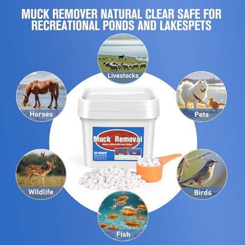 Muck Removal-4.1LB Natural Pond Clear Water Treatment, Muck and Sludge Remover for Ponds & Lakes, Oxygenates, Eliminates Odors, Safe for Fish, Pets, Plants, Treats Up to 20,000 Sq Ft