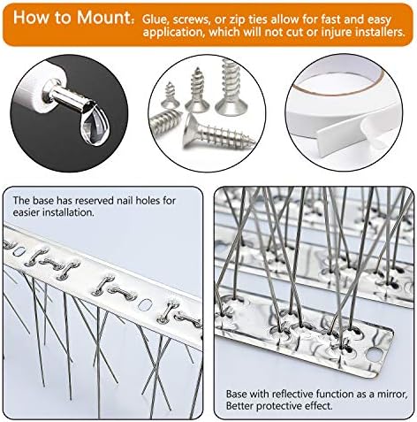 Bird Spikes 304 Stainless Steel for Coverage 30Ft 28pcs Pigeons Anti Bird Spike Small Birds Sparrow Metal Fence Spikes (28 Pack Uninstalled)