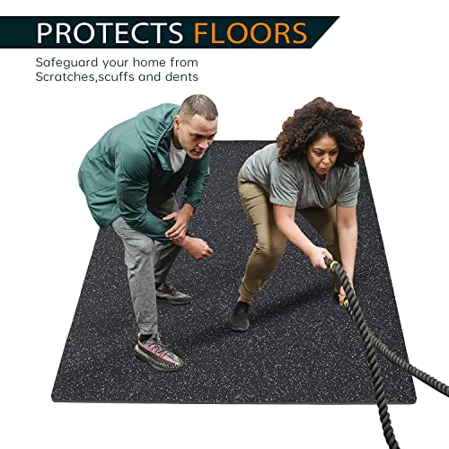 Holymus 1/2 inch Thick 24 Sq Ft Rubber Top High Density EVA Foam Exercise Gym Mats 6 Pcs - Interlocking Puzzle Floor Tiles for Home Gym Heavy Workout Equipment Flooring - 24 x 24in Tile, Black&White