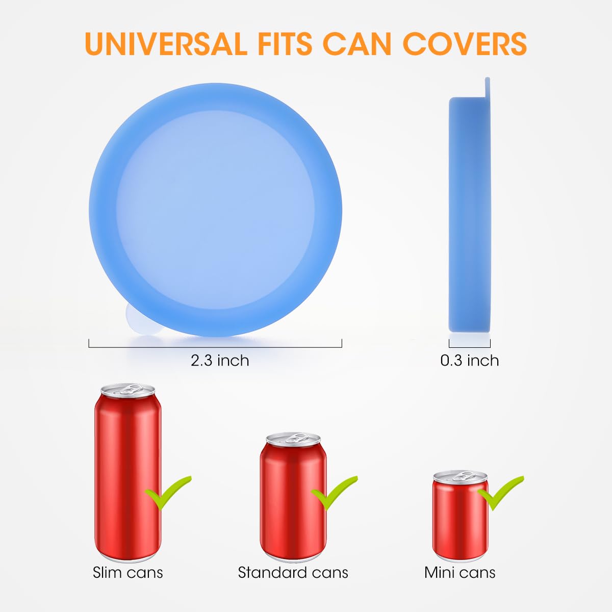 Aieve Silicone Soda Can Lids, Reusable Can Covers/Toppers for Soda, Can Saver for Soda, Pop, Coke, Beverage, Fits Slim Standard Mini Cans (6 Pack, Assorted, BPA-Free)
