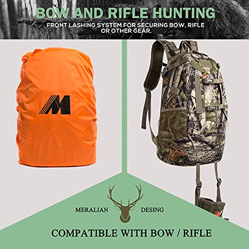 MERALIAN Hunting Backpack,Outdoor Hunting Daypack for Bow or Rifle with Rain Cover. (Green)