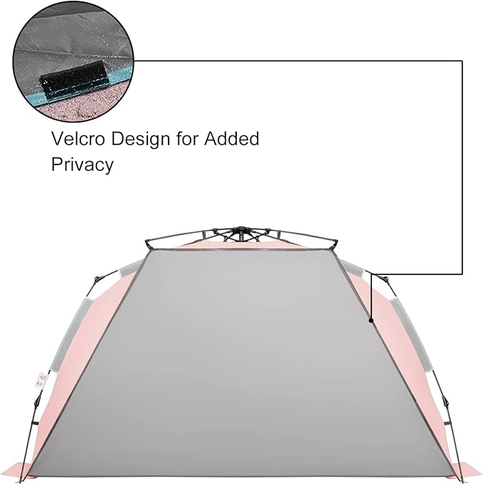 Oileus XX-Large Pop Up Beach Tent Sun Shelter for 5-6 Person Portable Sun Shade Instant Tent for Beach with Carrying Bag, Stakes, 6 Sand Pockets, Anti UV for Fishing Hiking Camping Pink