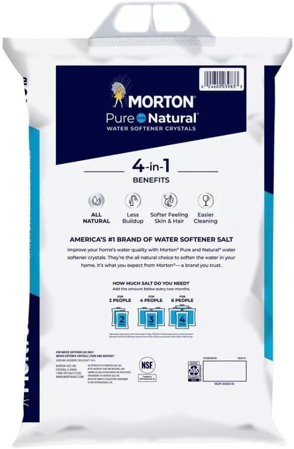 (4 PK) Morton Water Softener Salt Crystals, Pure and Natural 4 in 1, 40 pounds