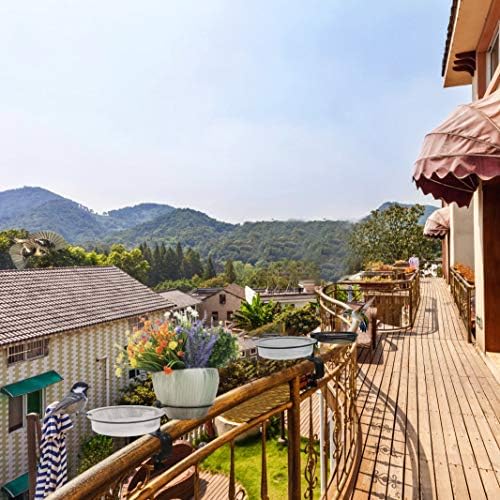 2 Pack Deck Bird Feeders Deck Mount Bird Bath Spa for Dual Use Deck Flower Stand Flower Pot Great for Attracting Birds Detachable and Adjustable Heavy Duty Sturdy Steel,Bronze