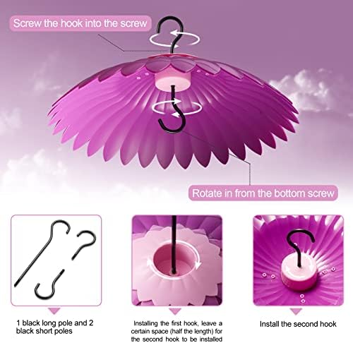Baffle for Bird Feeder Cover With 3 Hooks - Suitable for Hummingbird and Wild Bird Feeders, Built-in Moat, Protective Hanging Cover, 14 Inches (Deep Purple)