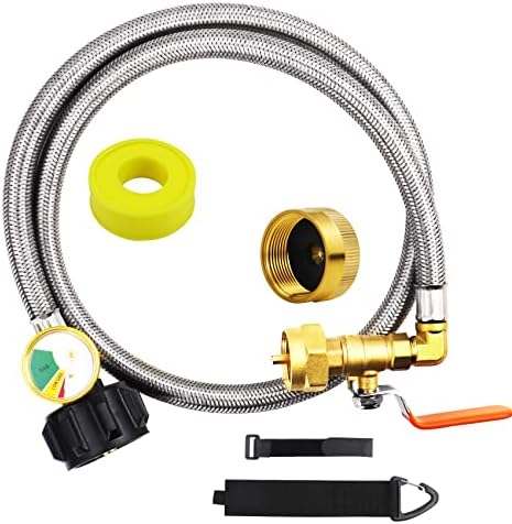 Propane Refill Adapter for 1 lb. tanks,1lb Propane Tank Refill Adapter with Valve and Gauge,Propane Filler Adapter 1 Pound,Small Propane Bottle/Tank Refill Adapter,Propane Tank Filler 20 lb to 1 lb