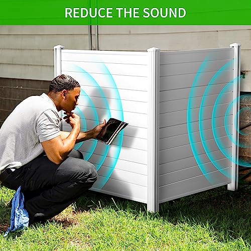 Air Conditioner Fence Privacy Screen 50 "H x 50 "W Trash Can Enclosure,Pool Equipment Enclosure White Outdoor Privacy Vinyl Fence Panels for Outside(2 Panels with Metal Stake)