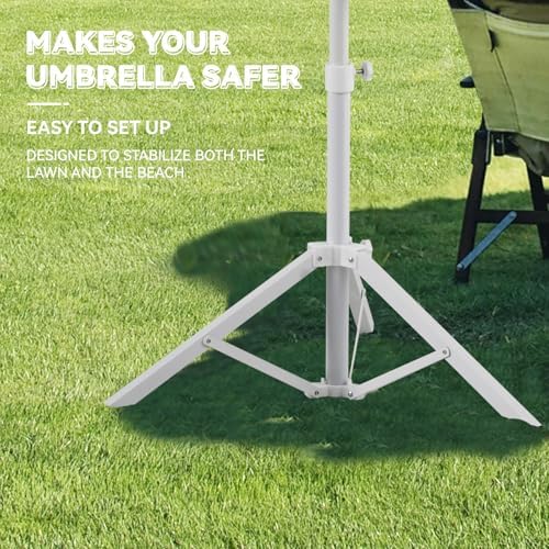 Aoxun Portable Umbrella with Stand, 6.5ft Sun Shade Umbrella with Stand, Lightweight Adjustable Standing with Sand Anchor and Carry Bag, Instant Sun Protection, Easy to Carry, Blue