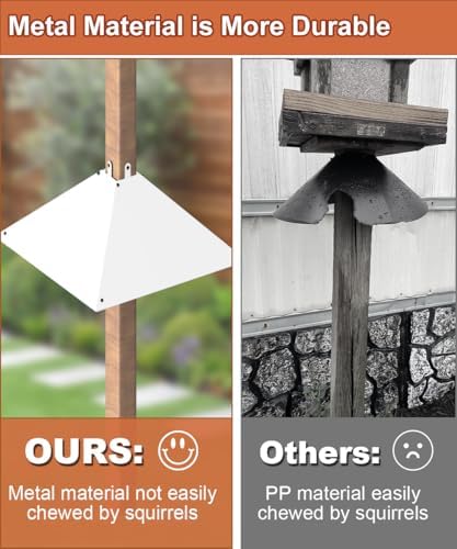 Metal Squirrel Baffle for 4x4 Post, Outside Wooden Pole Mount Squirrel Guards for Bird Feeders, 17 Inch Squirrels Deterrents Stopper to Deter Racoons, White, 1pcs