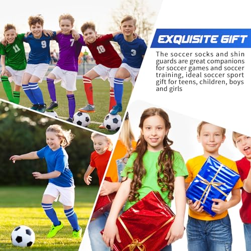 Syhood Soccer Shin Guards and Socks for Toddler Kids Youth, Lightweight Soccer Shin Pads Protective Soccer Gear for 3-5, 5-10, 10-15 Years Old Children Teen Boys Girls Soccer Game (Blue,S Size)