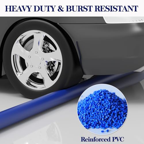 1 1/2 IN x 100 FT Pool Backwash Hose, Heavy-Duty PVC Lay Flat Hose, Weatherproof Burst Resistant, Pool Drain Hose for Water Transfer, Sump Pump, Pool Drain, with 2 Clamps