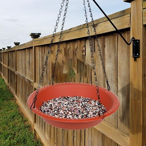 2 Pack Hanging Bird Feeder Tray 16 inch, Bird-Feeder Hanging for Garden Yard Outside, Terracotta
