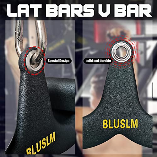 BLUSLM LAT Pull Down Bar for Cable Machine, LAT Pulldown Attachments T Bar V Bar Cable Attachment, Back Tricep Bar Strength Training Handle (BL4PLUS)