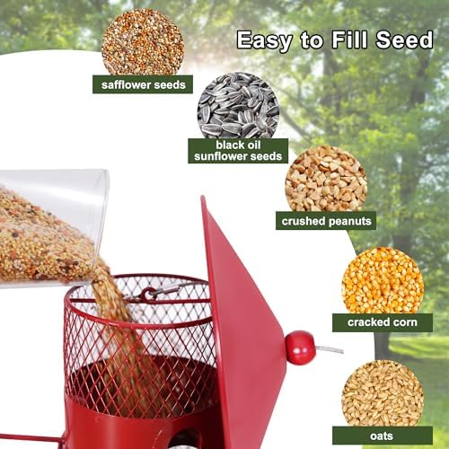 VECELO Bird Feeders for Outdoors - Hanging, Large Capacity, 4 Water Cups & 6 Feeding Ports with Perch, Metal, Easy to Clean, Attracts Wild Birds