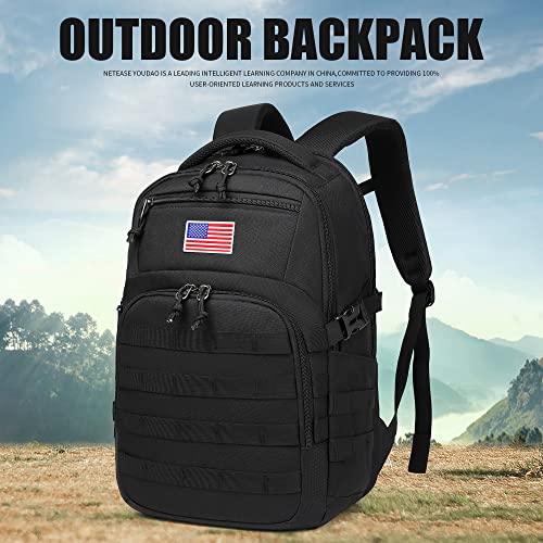 Wotony Military tactical backpack, backpack for men black tactical backpack small tactical backpack assault bag (Black, 18.5 inch)