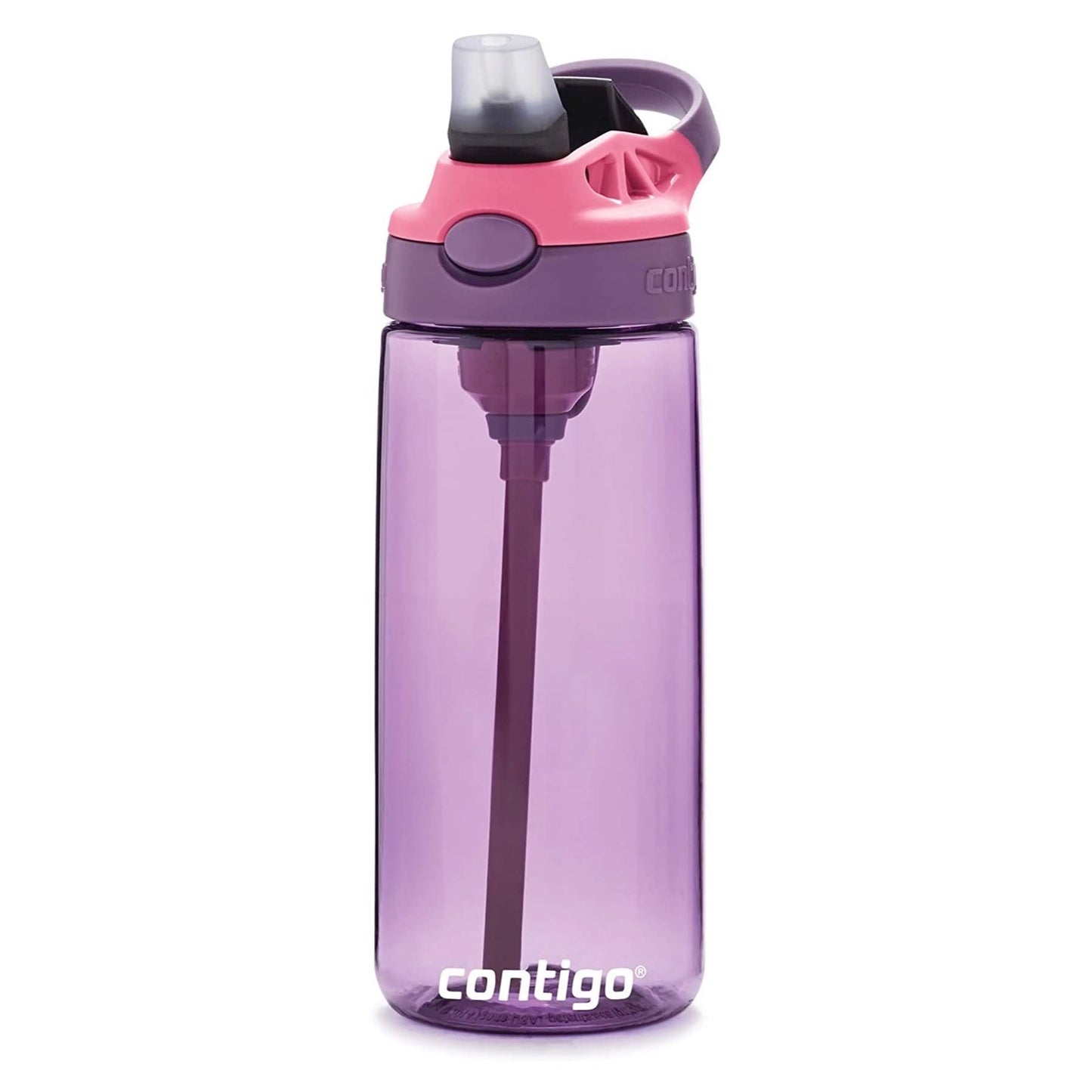 Contigo Aubrey Kids 20oz Cleanable Water Bottle with Silicone Straw, Spill-Proof Lid, Eggplant - Dishwasher Safe and Ideal for Everyday Use