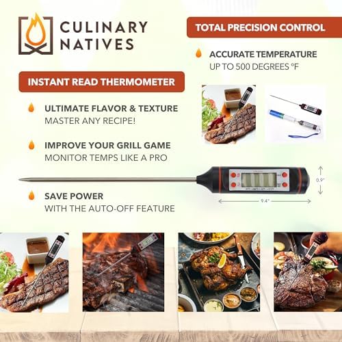 Meat Claws and Smoker Gloves | No.1 Extreme Heat Resistant BBQ Grill Gloves | Non-Slip Waterproof Silicone Oven Mitts | Pulled Pork Claws | Thermometer | Barbecue, Grilling, Smoking, Shredding (Black)