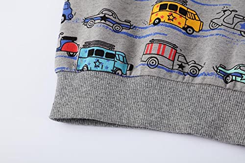 Akyzic Boy Dinosaur Sweatshirts Toddler Long Sleeve Cotton Pullover Cartoon T-Shirts Sport Top Tee For Kids 2-7T car-8072-100/3t