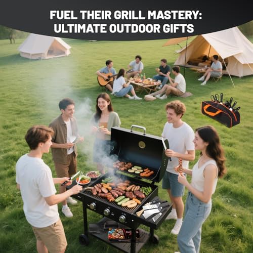 76PCS Griddle Accessories Kit – Flat Top Grill Tools Set with Spatulas, Scraper, Thermometer & Storage Bag – Outdoor Cooking Utensils for Camping, Hibachi, Tailgating & Backyard BBQ
