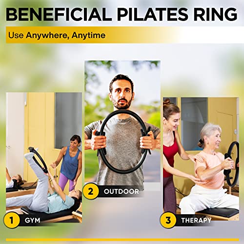 Pilates Ring Circle , 14 Inch Magic Circle Pilates Ring with A1 Size Workout Poster – Yoga Ring Fitness Ring with Soft Handles - Pilates Equipment - Inner Thigh Exercise Equipment for Home Workouts