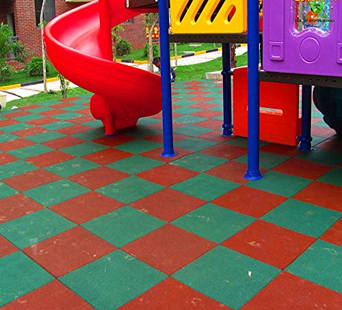 American Floor Mats - SolidPlay 2.5 Inch Thick Colorful Rubber Playground Flooring Tiles - Cushioning and Fall Protection Dark Green 100 Tile Pack (Covers 400 Sq Ft)