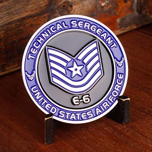 Air Force Technical Sergeant E6 Challenge Coin! United States Air Force Tech Sergeant Rank Military Coin. E-6 USAF Challenge Coin! Designed by Military Veterans - Officially Licensed Product!