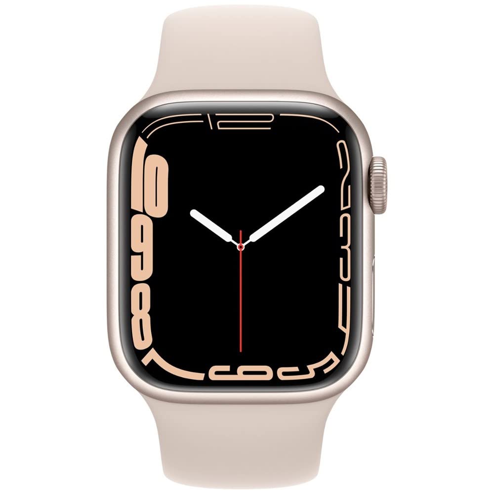 Apple Watch Series 7 (GPS + Cellular, 45 MM) Starlight Aluminum Case with Starlight Sport Band (Renewed)