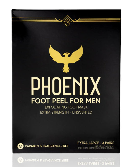 (Pack of 3) Phoenix Foot Peel for Men - Extra Large - Extra Strength - Exfoliating Dry Feet Treatment - Callus Remover - Unscented - Paraben and Fragrance Free