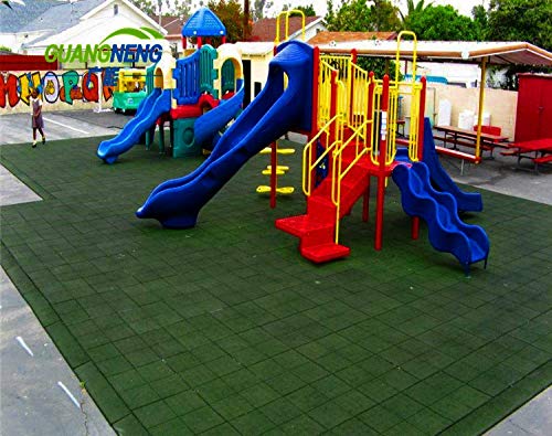 American Floor Mats - SolidPlay 2.5 Inch Thick Colorful Rubber Playground Flooring Tiles - Cushioning and Fall Protection Dark Green 100 Tile Pack (Covers 400 Sq Ft)