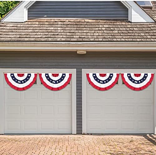 American Pleated Fan Flag,3 X1.5 Ft USA Patriotic Flag Bunting Half Fan Banner Decoration Indoor/Outdoor (4pcs)