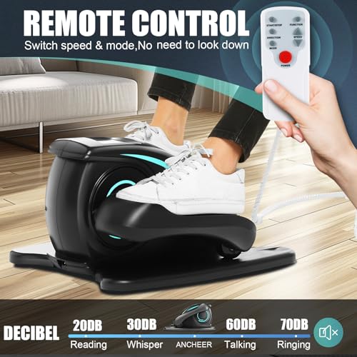 ANCHEER Under Desk Elliptical Machine, Leg Exercise Pro Machine Pedal Exerciser for Seniors as Seen on TV Portable Leg Exerciser While Sitting with Massage Pedal (Ice Blue)