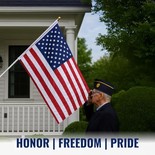 American Flags for Outside - 3x5 USA Flag With Embroidered Stars & Sewn Stripes – Heavy Duty UV Treated Polyester (Tougher Than Nylon), 70% More Fade Resistant