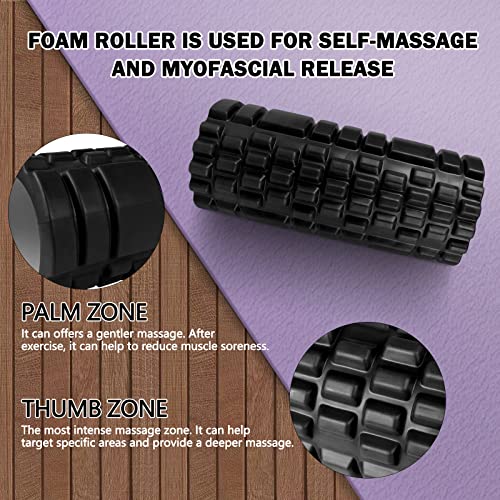 Krightlink 5 in 1 Foam Roller Set for Deep Tissue Muscle Massage, High Density Trigger Point Fitness Patented Exercise Foam Roller, Massage Roller, Massage Ball, Resistance Band, for Whole Body