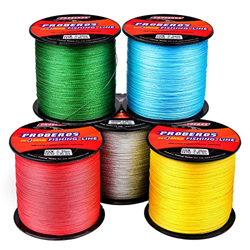 BAIKALBASS Braided Fishing Line 4 Strands Strong Multifilament PE Braid Wire for Saltwater 328Yard/300M 6LB Red