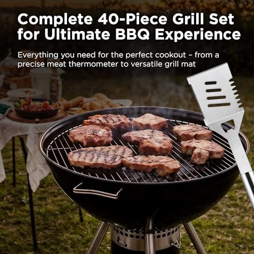 Kaluns BBQ Accessories, Complete Grill Set Grilling Gifts for Men Dad, 40 Pcs Premium Heavy Duty Stainless Steel Barbecue Grill Accessories for Outdoor Grill for Men Dad