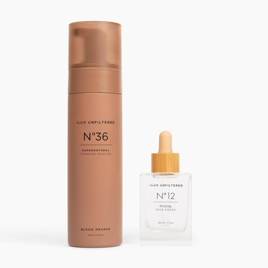 + Lux Unfiltered Complete Tan Set with N°12 Bronzing Self Tanning Drops and N°36 Supernatural Tanning Mousse