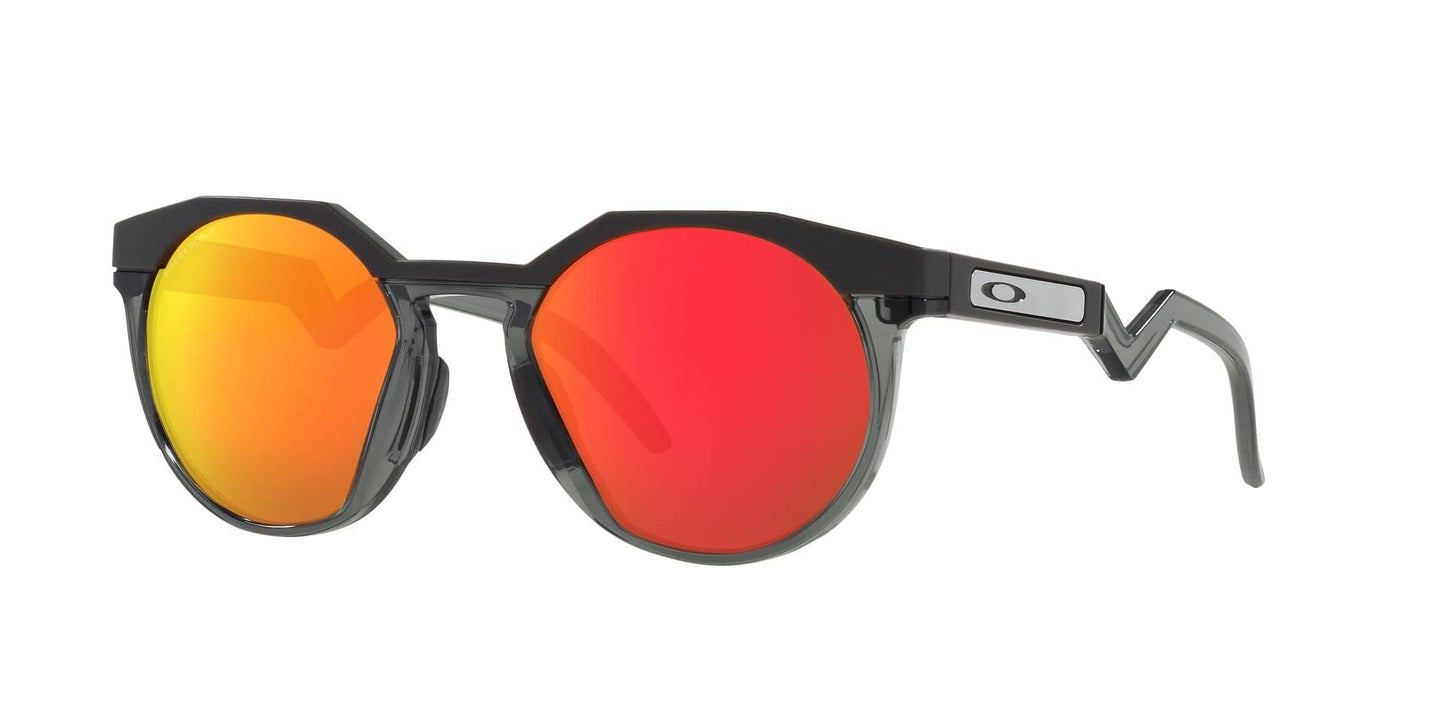 Oakley Men's OO9242 HSTN Round Sunglasses, Matte Carbon/Prizm Ruby, 52 mm