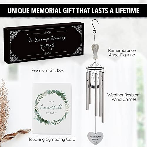 Angel Memorial Wind Chimes for Loss of Loved One - 34" Large Sympathy Wind Chimes, Memorial Gifts for Loss of Loved One Mother Father Husband Bereavement Chimes for Outside Deep Tone