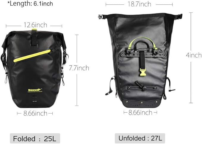 Rhinowalk Bike Bag Waterproof Bike Pannier Bag 27L,(for Bicycle Cargo Rack Saddle Bag Shoulder Bag Laptop Pannier Rack Bicycle Bag Professional Cycling Accessories)