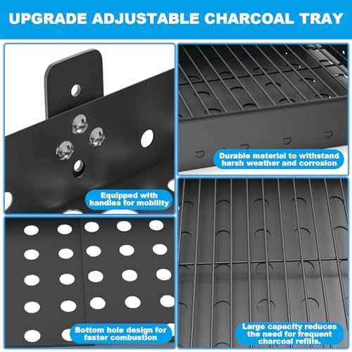 Stretchable 15-28 Inches Charcoal Tray Replacement Parts for Pit Boss Memphis I, Expert 24, Chargriller PS9900 2190, 6500, 6800, 8500 Grill Basket Pan for Smoke Hollow 47183T-21